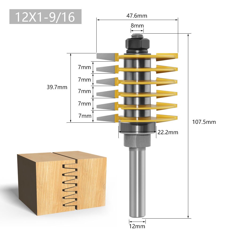 Quality Durable LAVIE 1pc 8mm 12mm 1/2" Shank New 2 Teeth Adjustable Finger Joint Router Bit Tenon Cutter Industrial ... - Image 3
