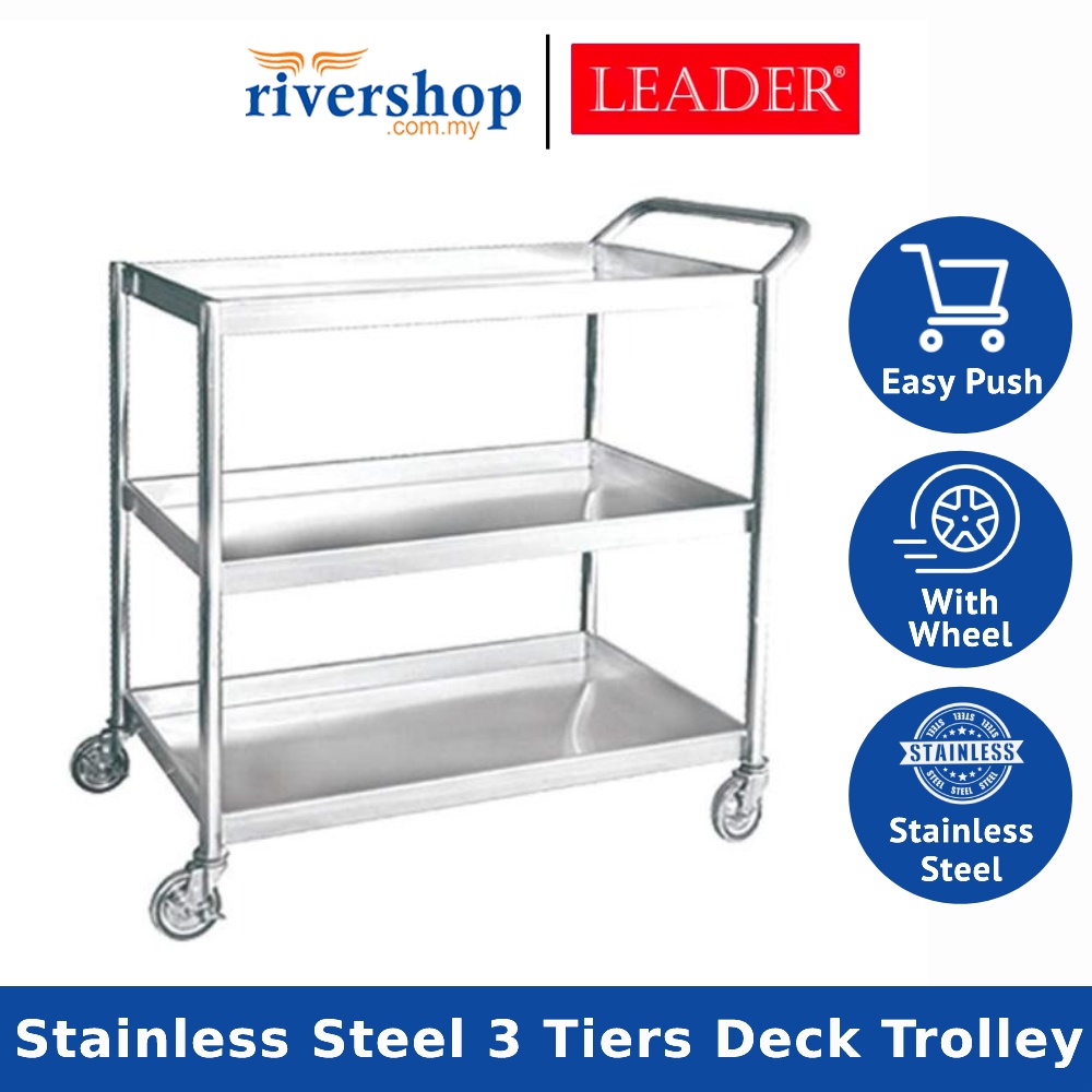 LEADER Stainless Steel Trolley 3 Tiers Deck Trollies 3TT1102/SS for