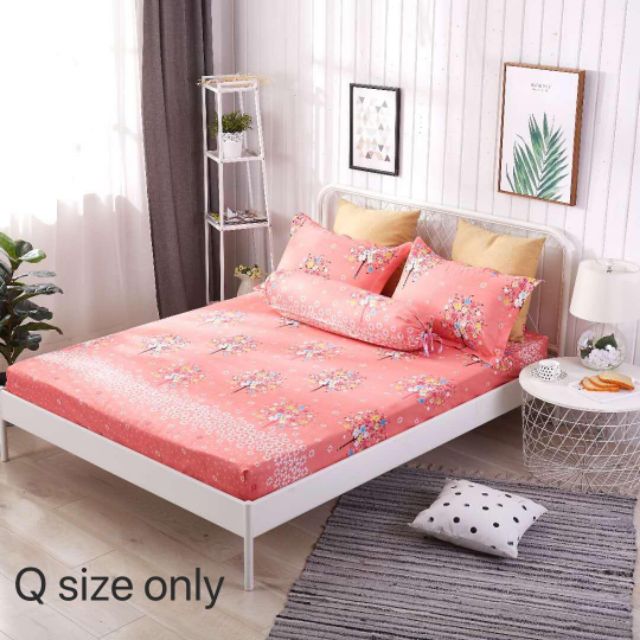 Queen 4 In 1 One Bedsheet Two Pillow One Bolster Shopee Malaysia