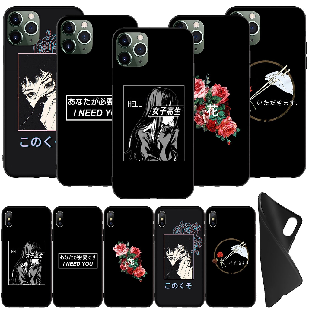 Buy Iphone 11 Pro Xr X Xs Max 6 6s 7 8 Black Soft Phone Case Vaporwave Aesthetic Sad Anime Seetracker Malaysia