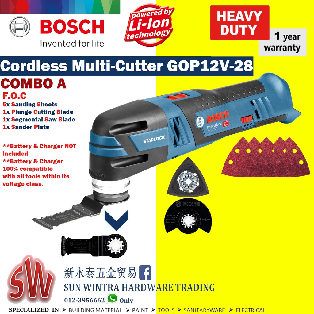 Combo Bosch Cordless Multi Cutter Gop 12v 28 Professional Blade