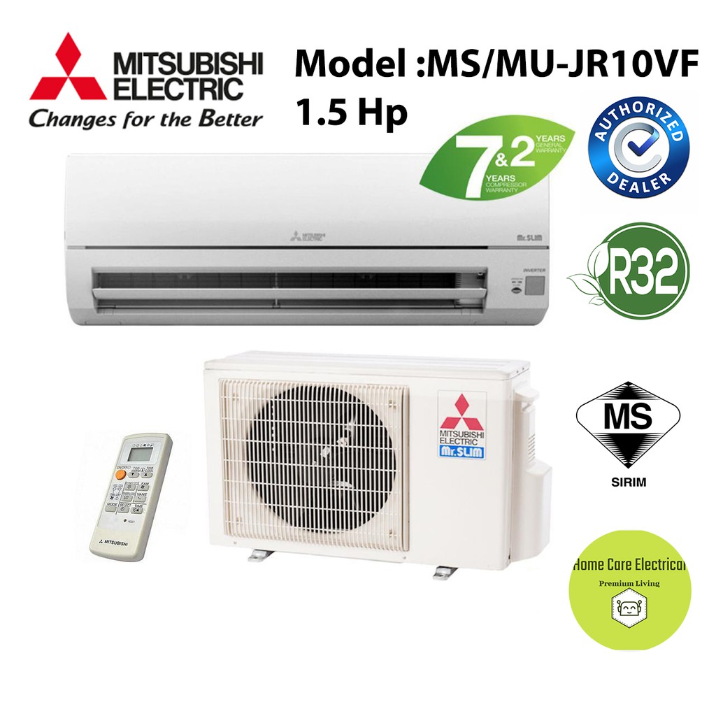 Mitsubishi 1.5HP Air Conditioner R32 Noninverter Wall Aircond MS