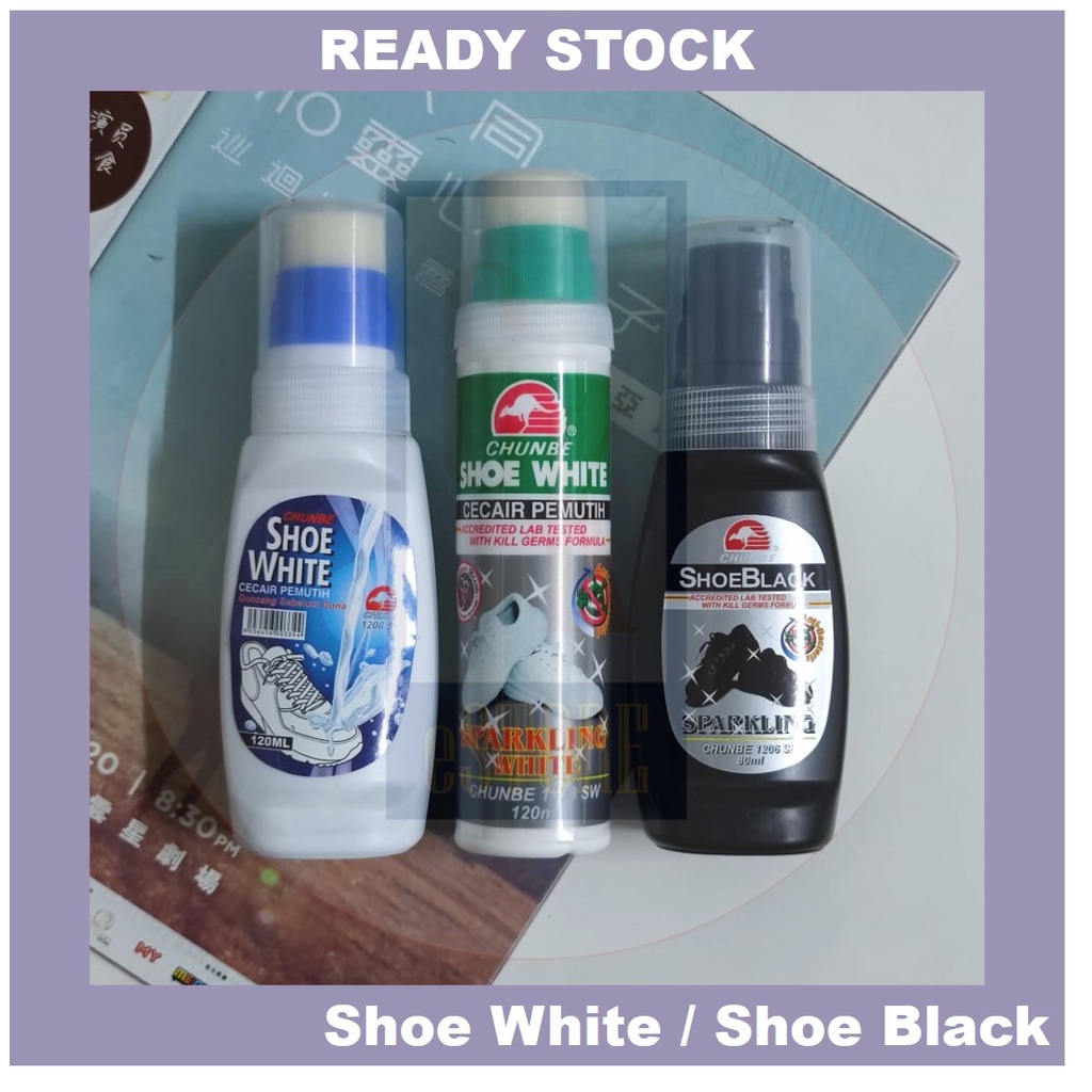 Chunbe Sparkling Shoe White Kapur Kasut Putih Shoe Black 80ml 120ml Pemutih Kasut Sekolah Shoes Whitening Kasut Hitam