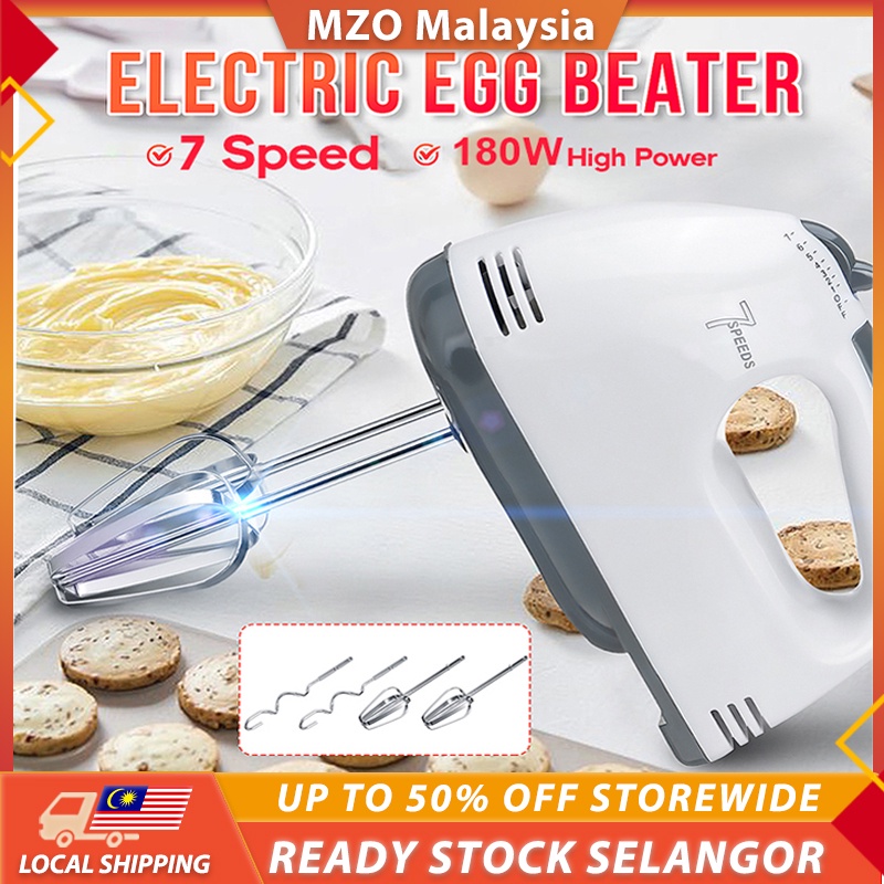 7 Speed Handheld Automatic Electric Food Milker Egg Butter Beater Blender Mixer Small Mini Hand Mixer Steel Beaters