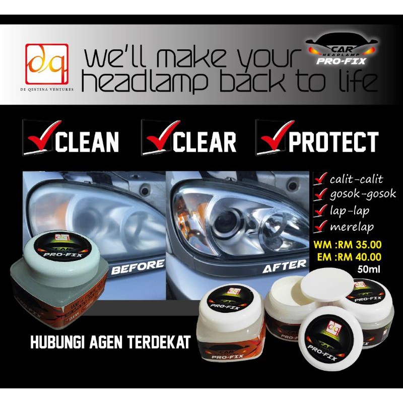 Hot Item Dq Car Headlamp Pro Fix Polish Dan Penggilap Lampu Kereta Shopee Malaysia