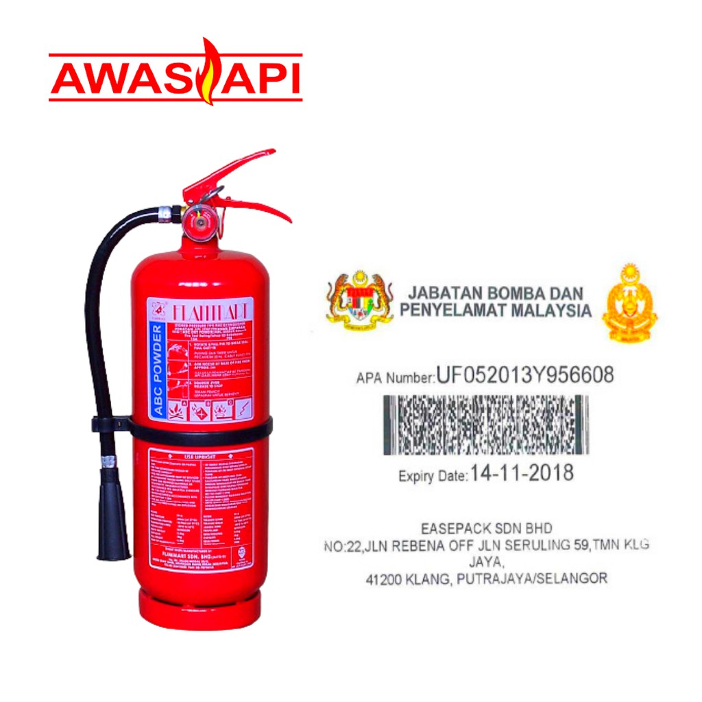 [PRE ORDER] 4KG ABC Dry Powder Fire Extinguisher With Bomba Cert / Alat ...