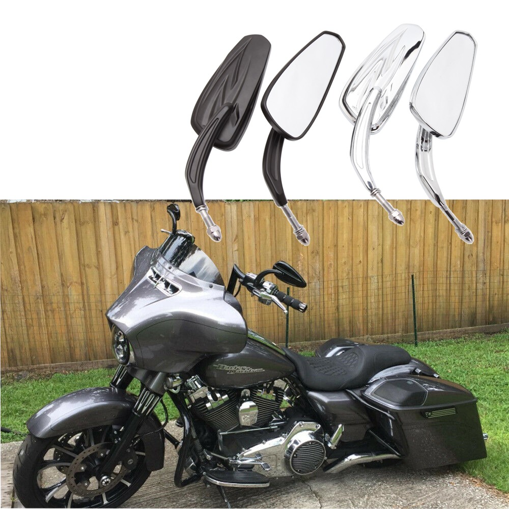 Motorcycle Flaming Chrome Black Side Mirrors For Harley Davidson Softail Standard Fxst Glide Electra Road Custom Dyna Touring Shopee Malaysia