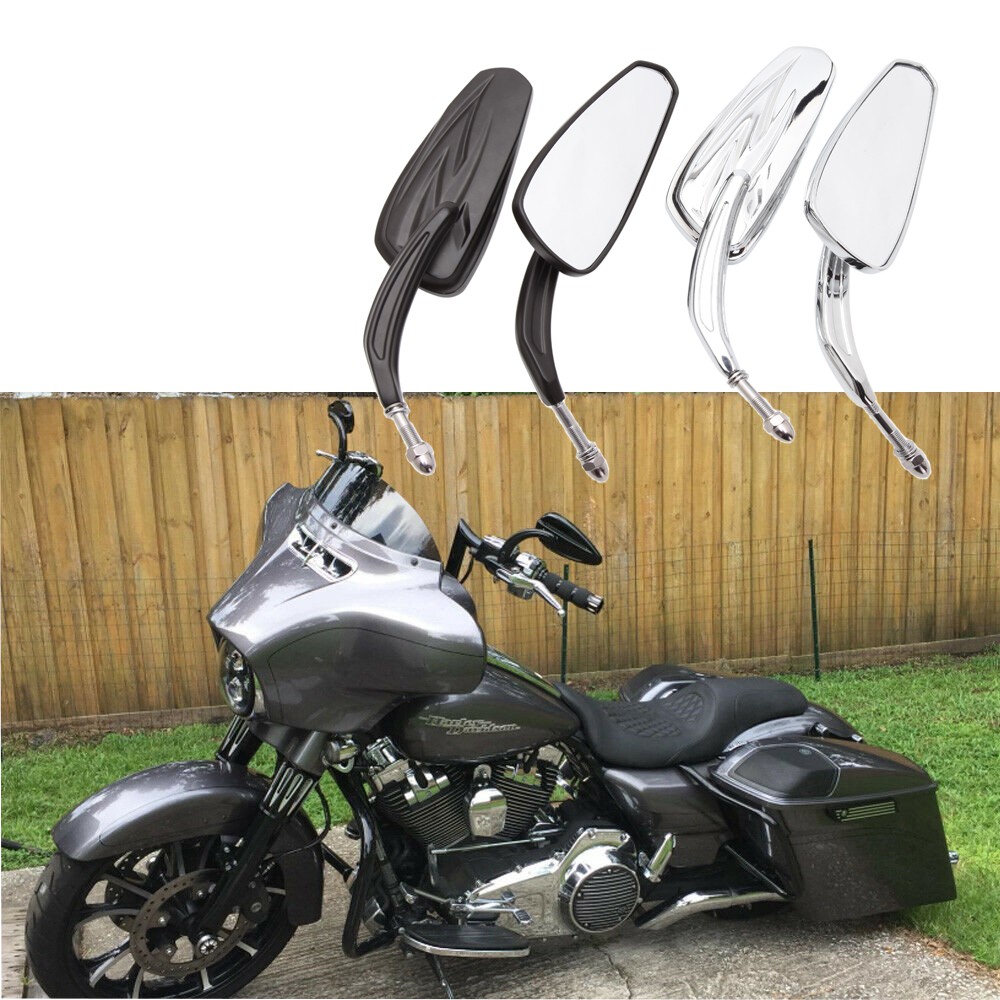 Custom Rear View Mirrors Chrome Pair For Harley Davidson Dyna Glide Low