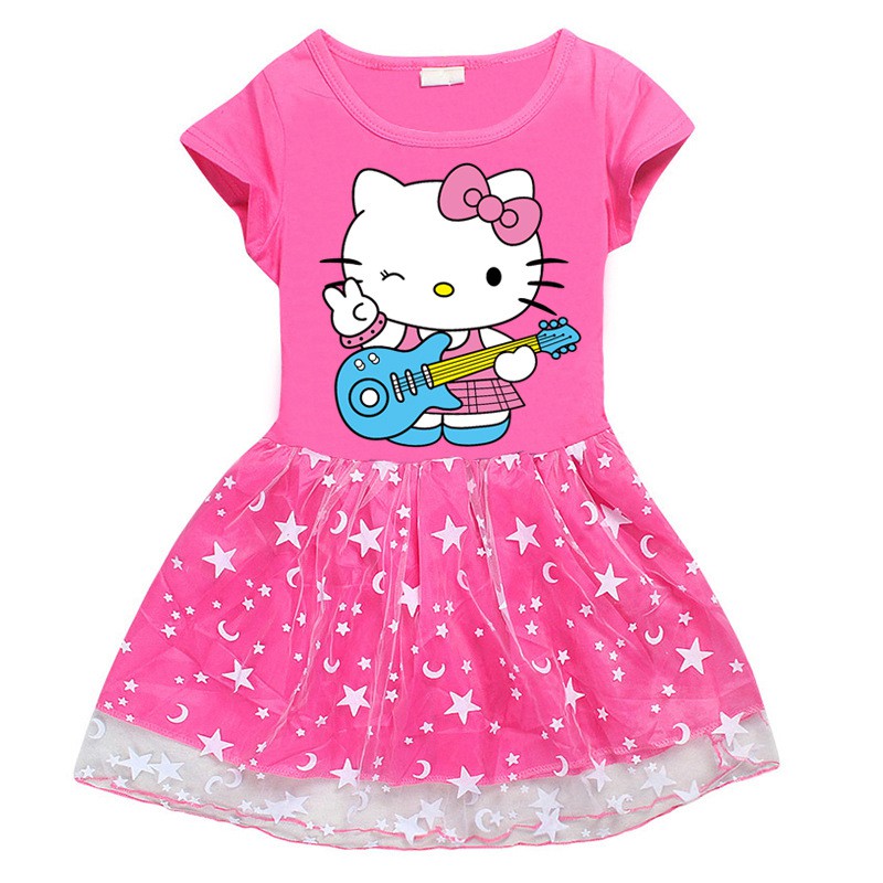 Hello Kitty Girls Dresses Fashion Princess Party Dress Children