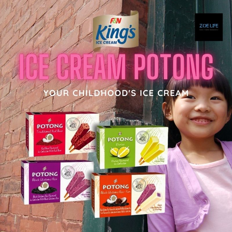 F&N Kings Ice Cream Potong Red Bean Coconut Pulut Hitam Durian (Klang Valley Delivery Only)