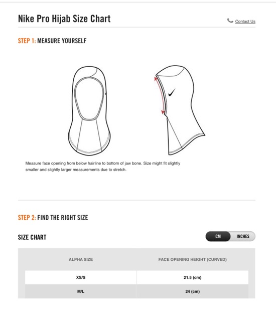 Nike Pro Hijab Size Chart vlr.eng.br