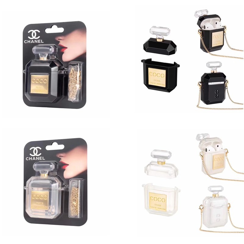 Viwind Airpods 1 2 Pro Casw Coco Chanel Perfume Bottle Earbuds Casing With Silver Chain Transparent Silicone Soft Cover Shopee Malaysia