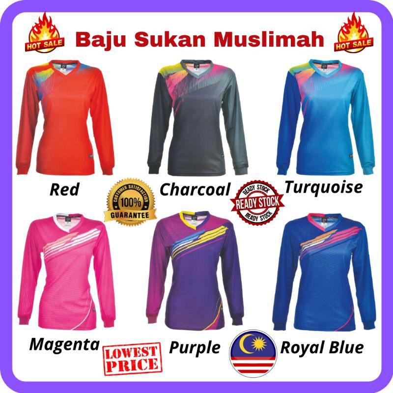 [Ready Stock] Jom Bersukan / Baju Sukan Muslimah Dry Fit Sublimation