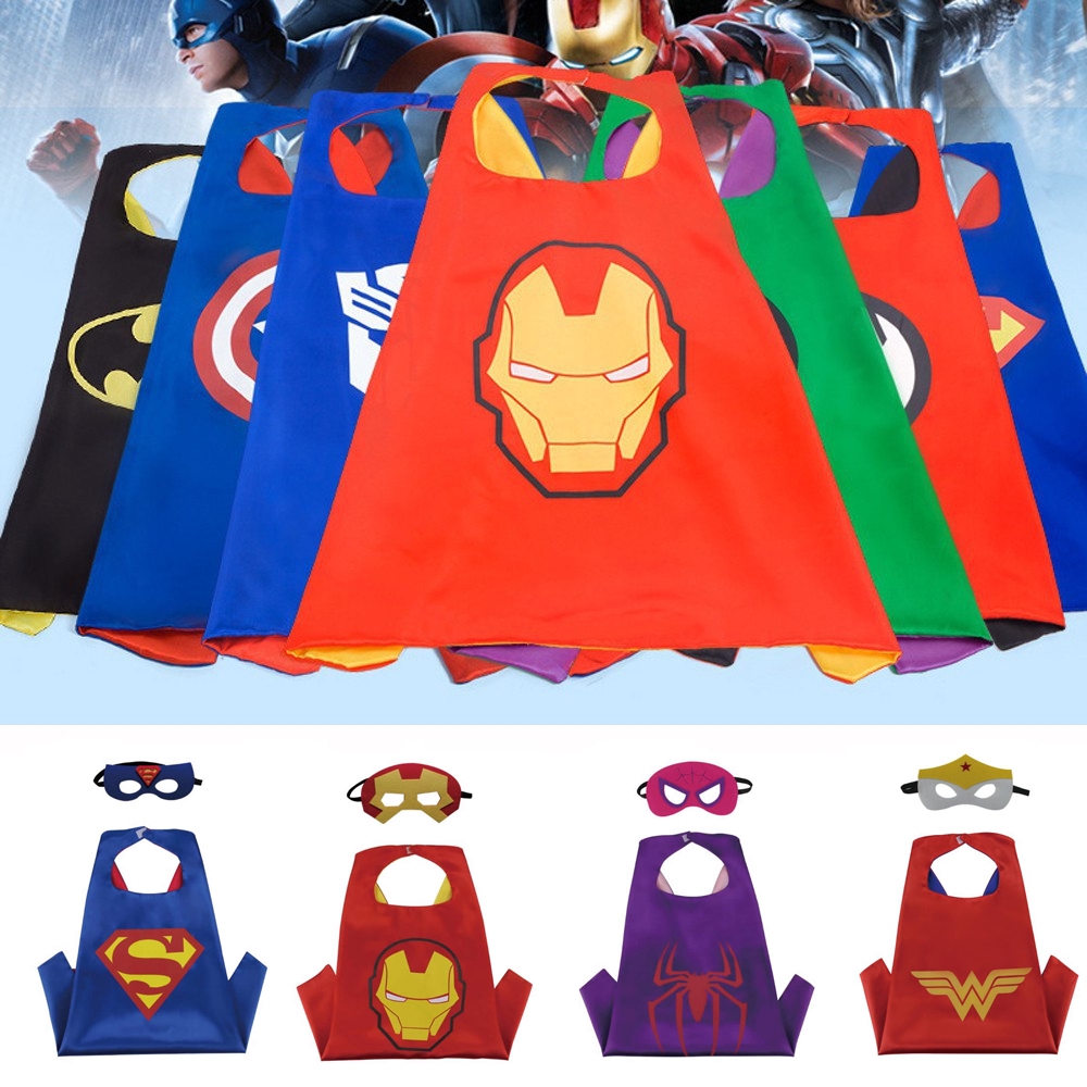 Super hero Local Seller Newest Kids Cloak+Mask Cosplay Double Side Costume Set Capes