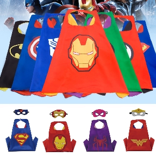 Local Seller SSA Newest Kids Super hero Cloak+Mask Cosplay Double Side Costume Set Capes