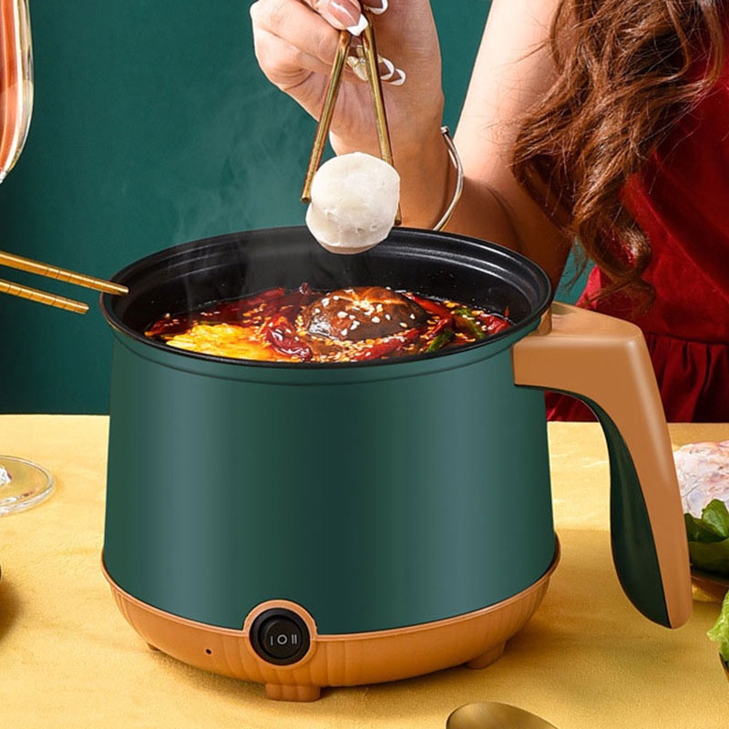 600W Electric Cooking Pot Rice 2 Modes Non-Stick Coating 1.8L Periuk Nasi Elektrik Mini Boil Fry Cook Steambot