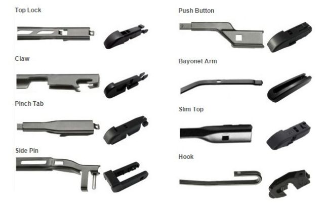 Alca Heyner wiper blade adapter Side lock Slim Top Top Lock Flat Tab Pinch Tab 