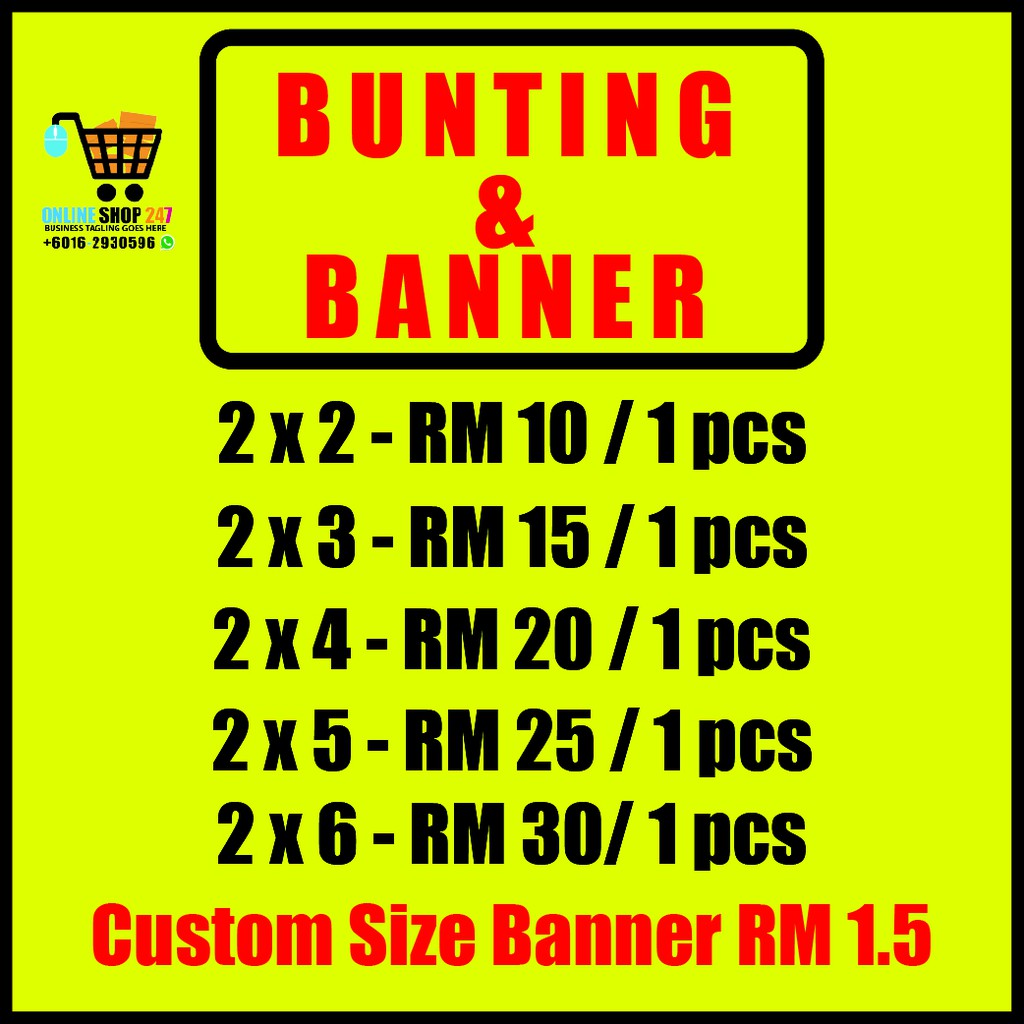 BUNTING / BANNER Chip Price [ FREE DESIGN TEMPLATE ]  Shopee Malaysia