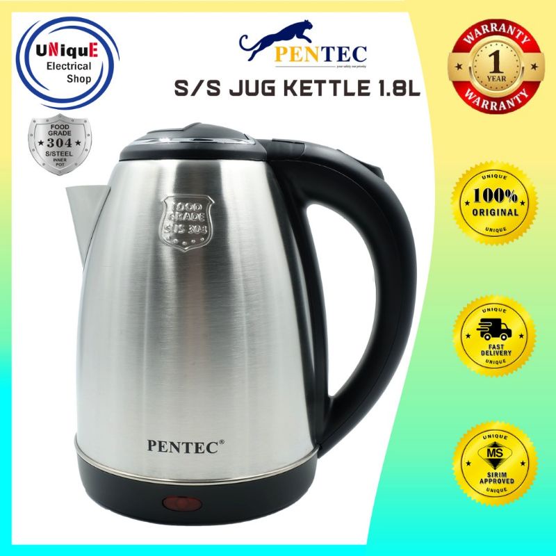 PENTEC STAINLESS STEEL JUG KETTLE 1.8L / XMA STAINLESS STEEL JUG KETTLE
