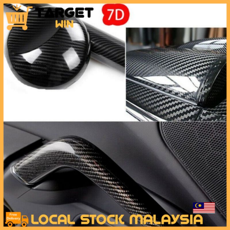 7D Real 30cm x 3m Carbon Fiber Kereta Vehicle High Glossy Shiny Carbon ...