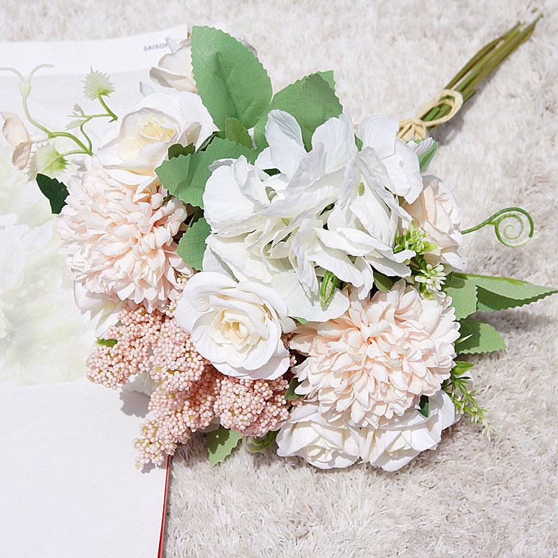 Artificial Flower Hand Hydrangea Dandelion Small Rose Bunch Flower