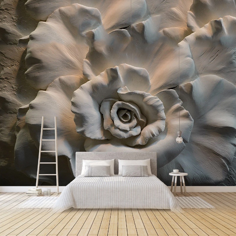 Custom Mural WallPapers 3D Stereo Relief Rose Flowers Abstract Art Cafe  Restaurant Living Room Bedroom 3D Wallpaper Wall | Shopee Malaysia