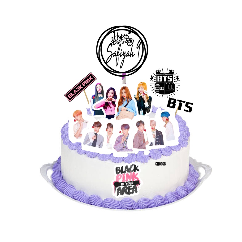 buy happy birthday cake topper bts and blackpink mix vs decoration set party accessories banner hiasan kek ideas design 4 seetracker malaysia