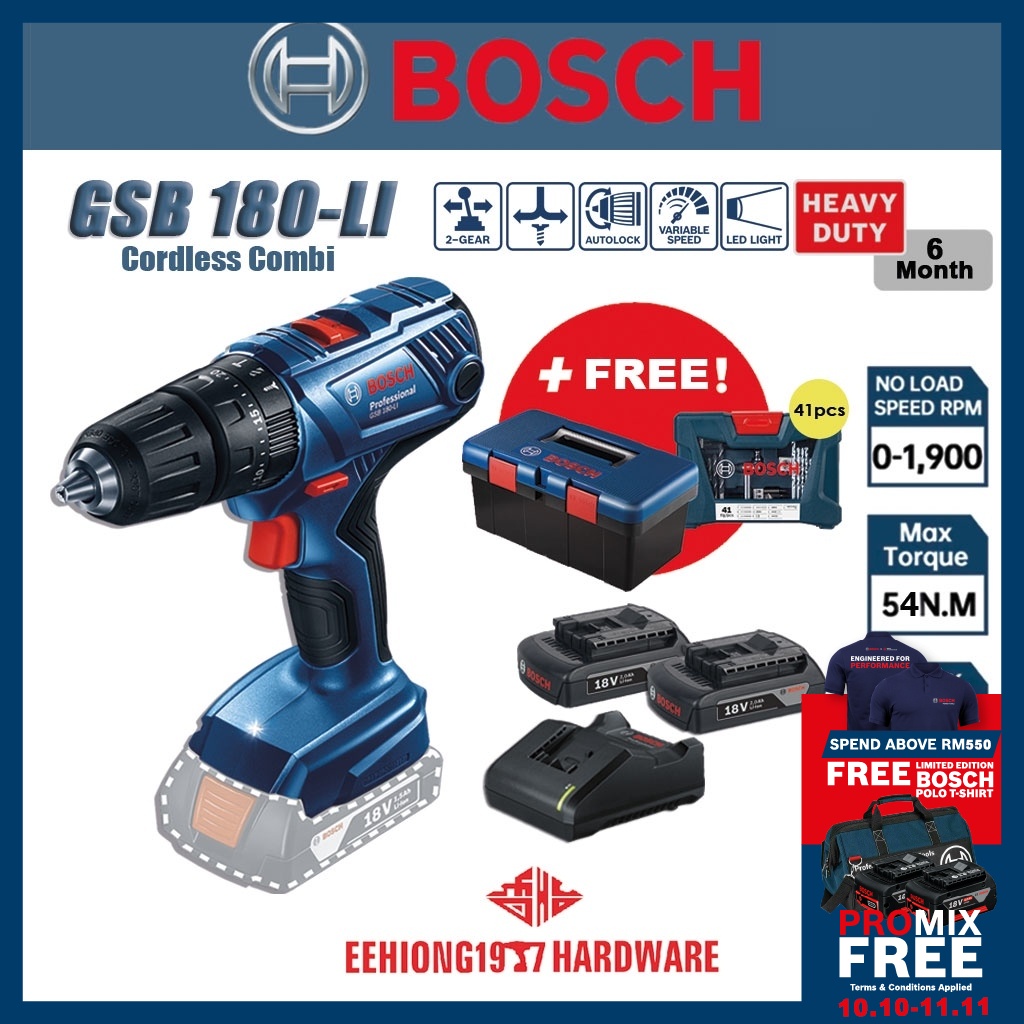BOSCH GSB180 GSB 180LI Cordless Impact Drill GBA 2.0Ah Battery GAL 18V