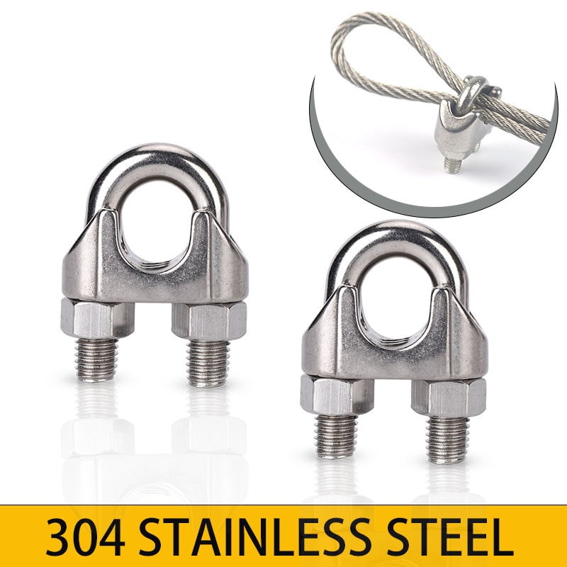 stainless steel M2 to M10 silver cable wire rope clamp rigging hardware