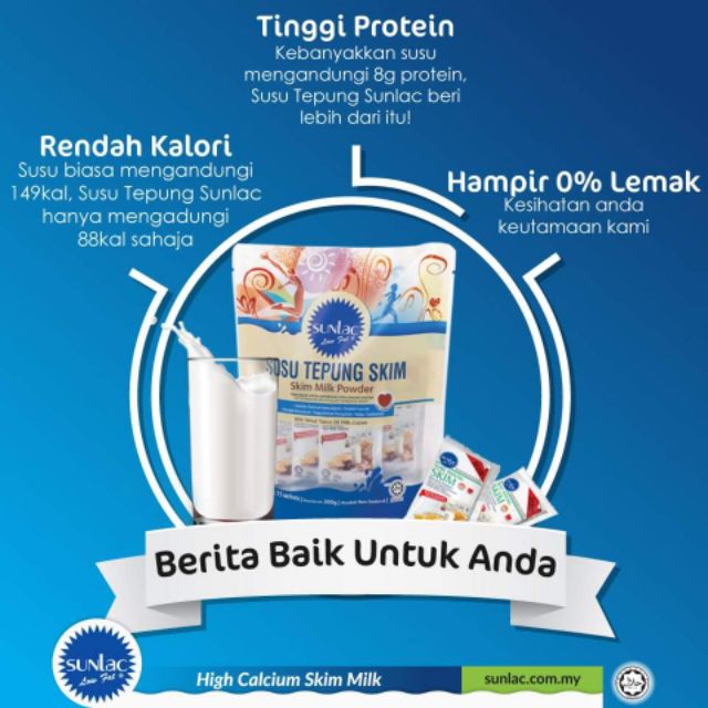 Termurah Hari Ini Halal Sunlac Susu Tepung Skim Skimmed Milk Powder 20g X15 Sachets Eat Clean Diet Pregnant Gdm Shopee Malaysia