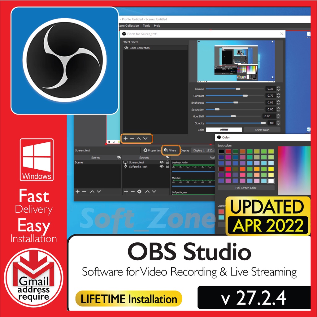 OBS Studio 27.1.2 - Video Recording and Live Streaming Software [WINDOWS x64] - Digital Download