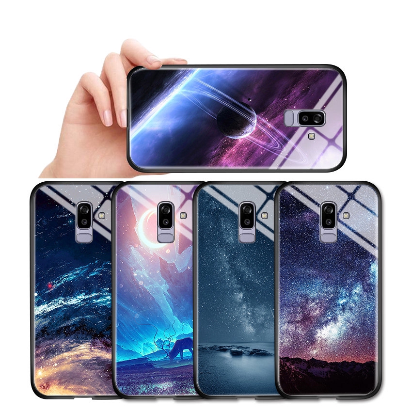 Samsung Galaxy J2 Prime J4 Pro 18 Plus J3 17 16 15 Core J410 J330 For Casing Phone Case Fantasy Space Luxury Aurora Moon Starry Elk Shockproof Galaxy Hard Cover Tempered Glass