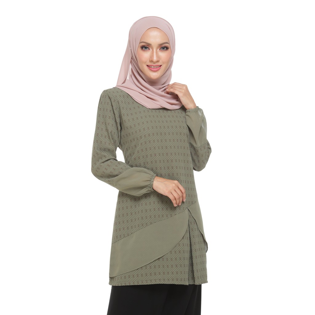  BLOUSE  MUSLIMAH  ALFARO EXCLUSIVE DESIGN GRAY RAFAL SLEEVES 