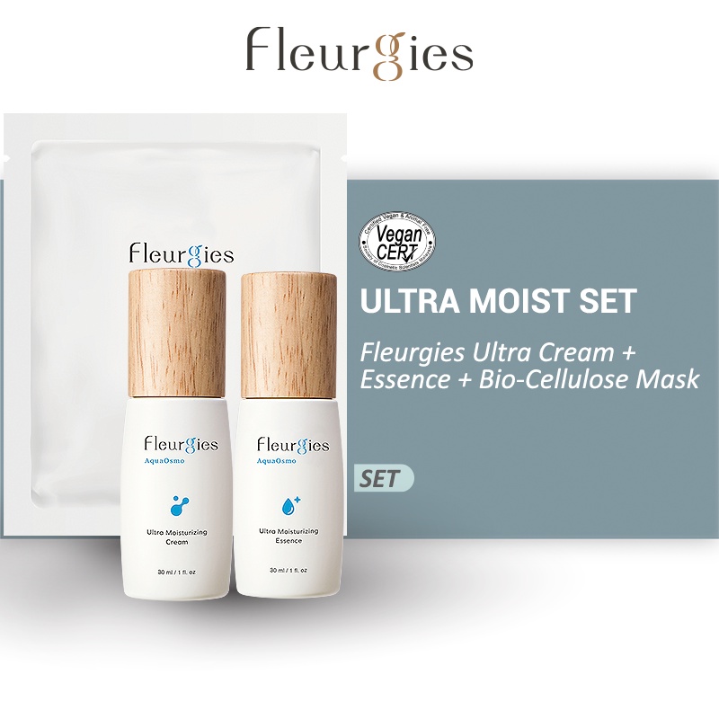 [Bundle Deal] Fleurgies Ultra Moisturizing Essence (30ml) & Ultra Moisturizing Cream (30ml) & Bio-Cellulose Mask