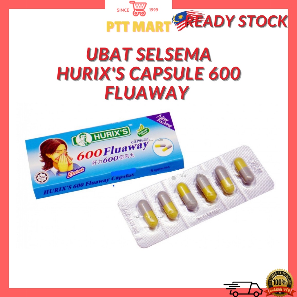 💊UBAT SELSEMA💊HURIX'S Capsule 600 Fluaway 6 capsules 好力600伤风丸  Shopee