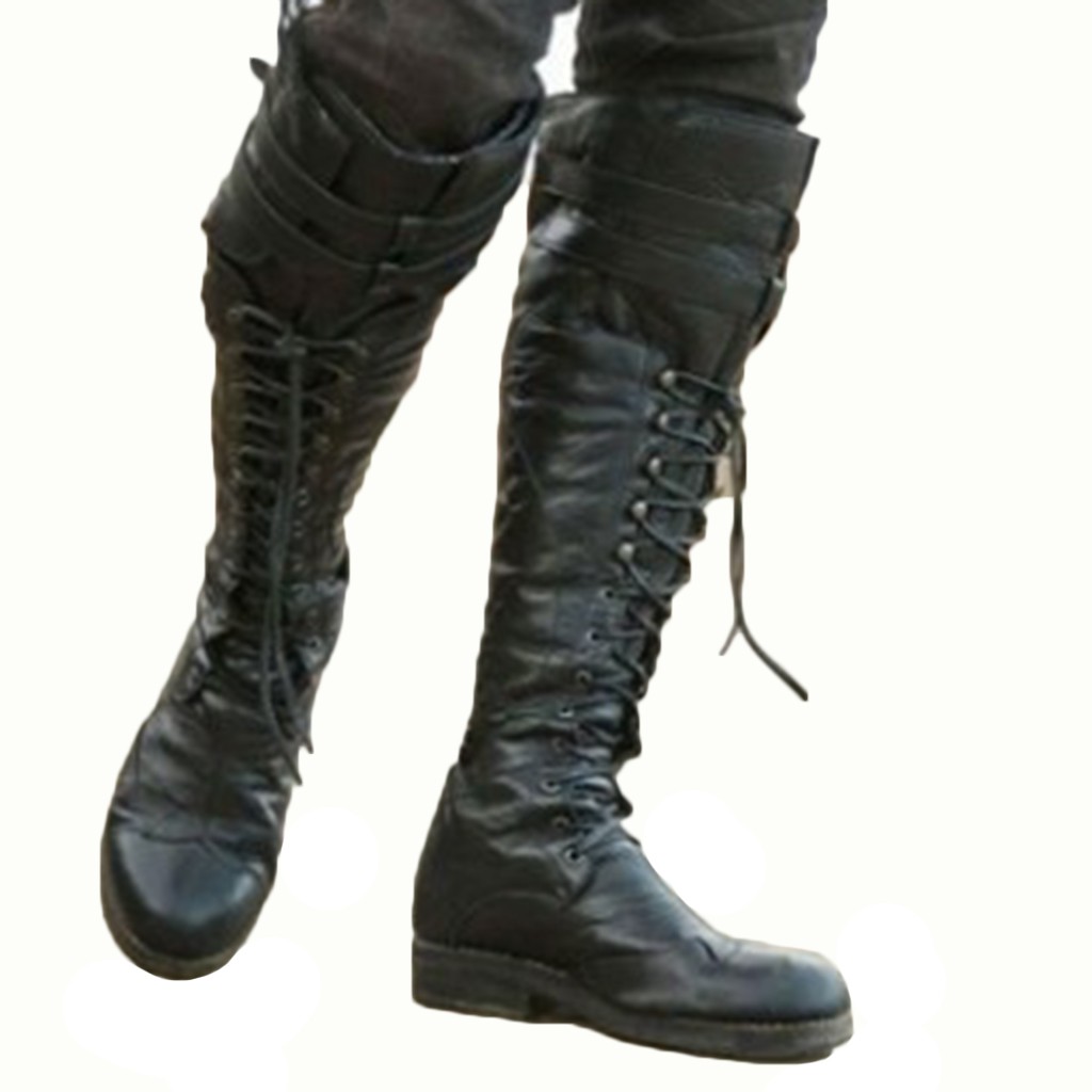 flat lace up biker boots