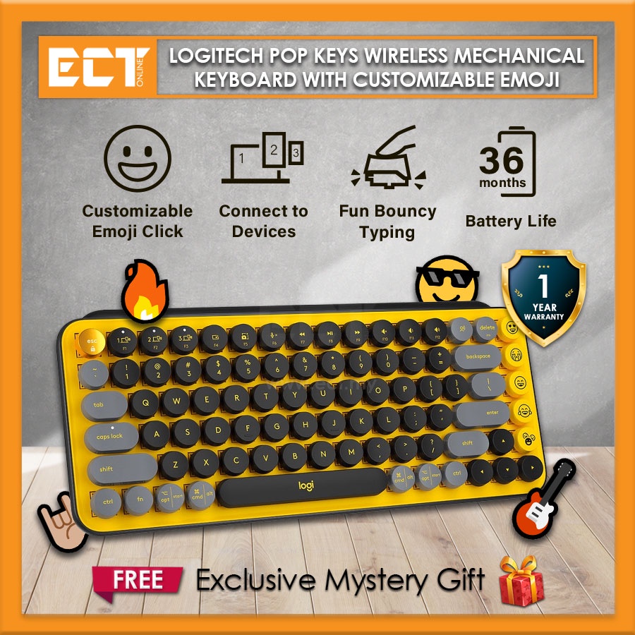 Logitech POP Keys Wireless Mechanical Keyboard with Customizable Emoji