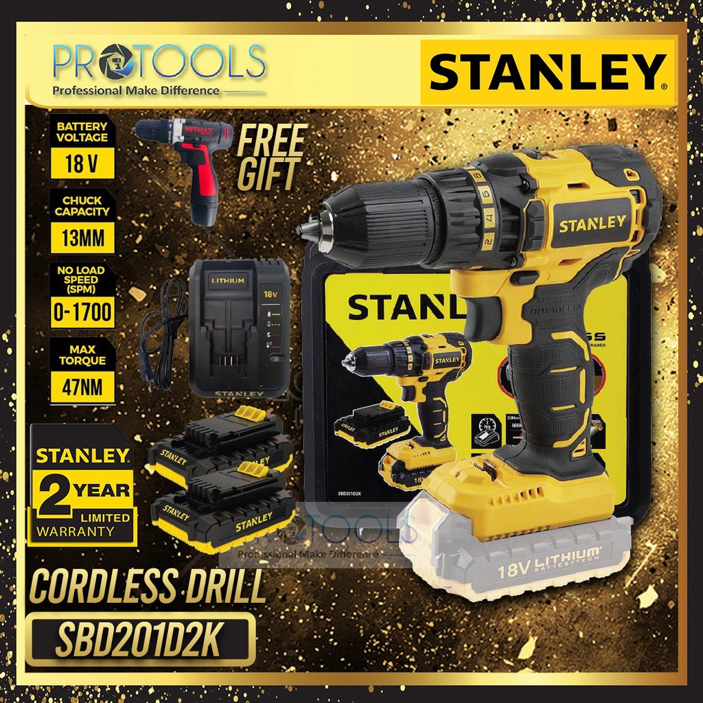 STANLEY SBD201D2K CORDLESS BRUSHLESS DRILL DRIVER 18V COMBO BOSCH X