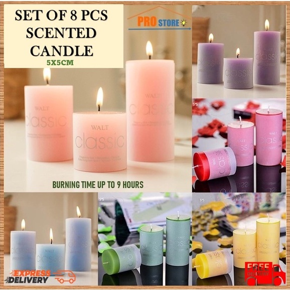 Aromatherapy WALT classic 8pcs /12pcs set candle Scented Candle lilin wangi Romantic fragrance Lavender Aromatic Candle