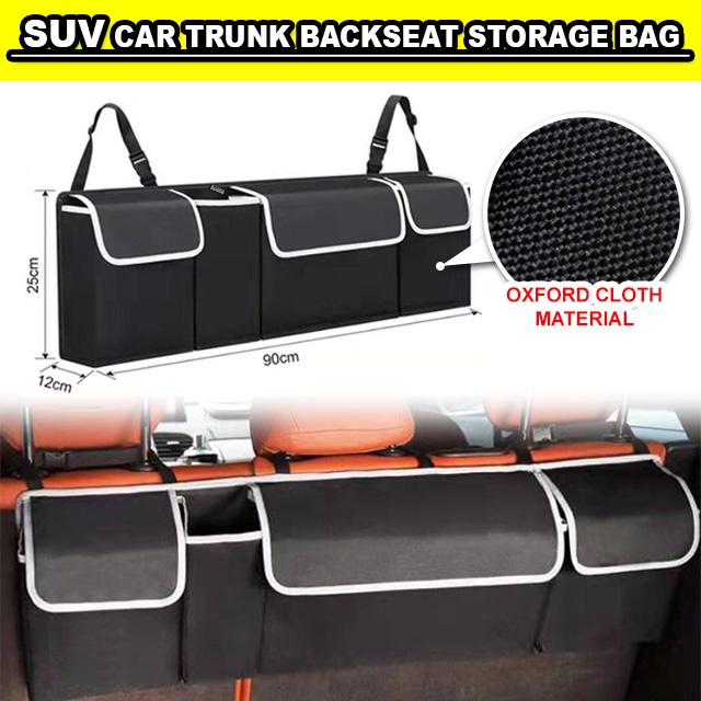 SUV Adjustable Car Trunk POCKET Organizer Backseat Storage Bag High Capacity Multi Car Seat Back Organizer 90x12x25CM