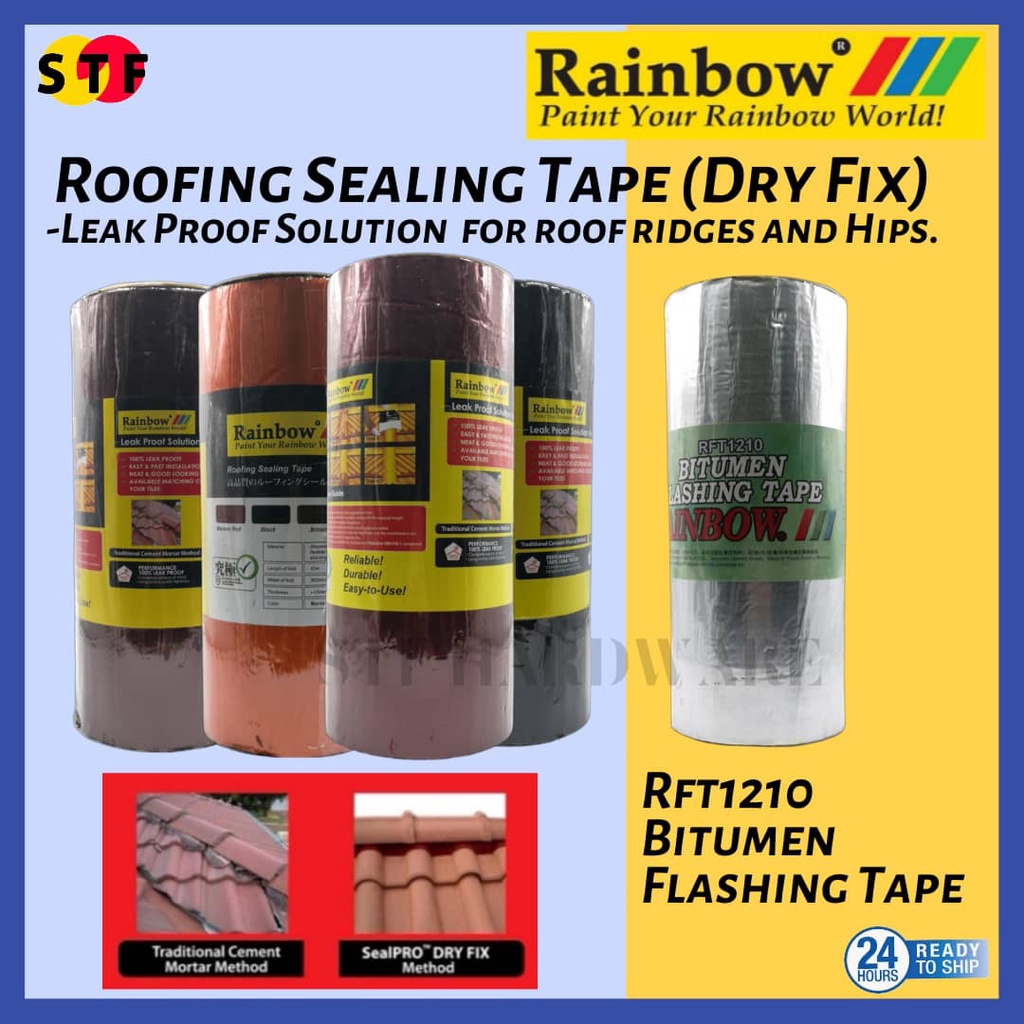 RAINBOW TAPE Dry Fix Roof Ridge Leak Proof Bitumen Poly Tape Flash Band Getah Bumbung Rabung
