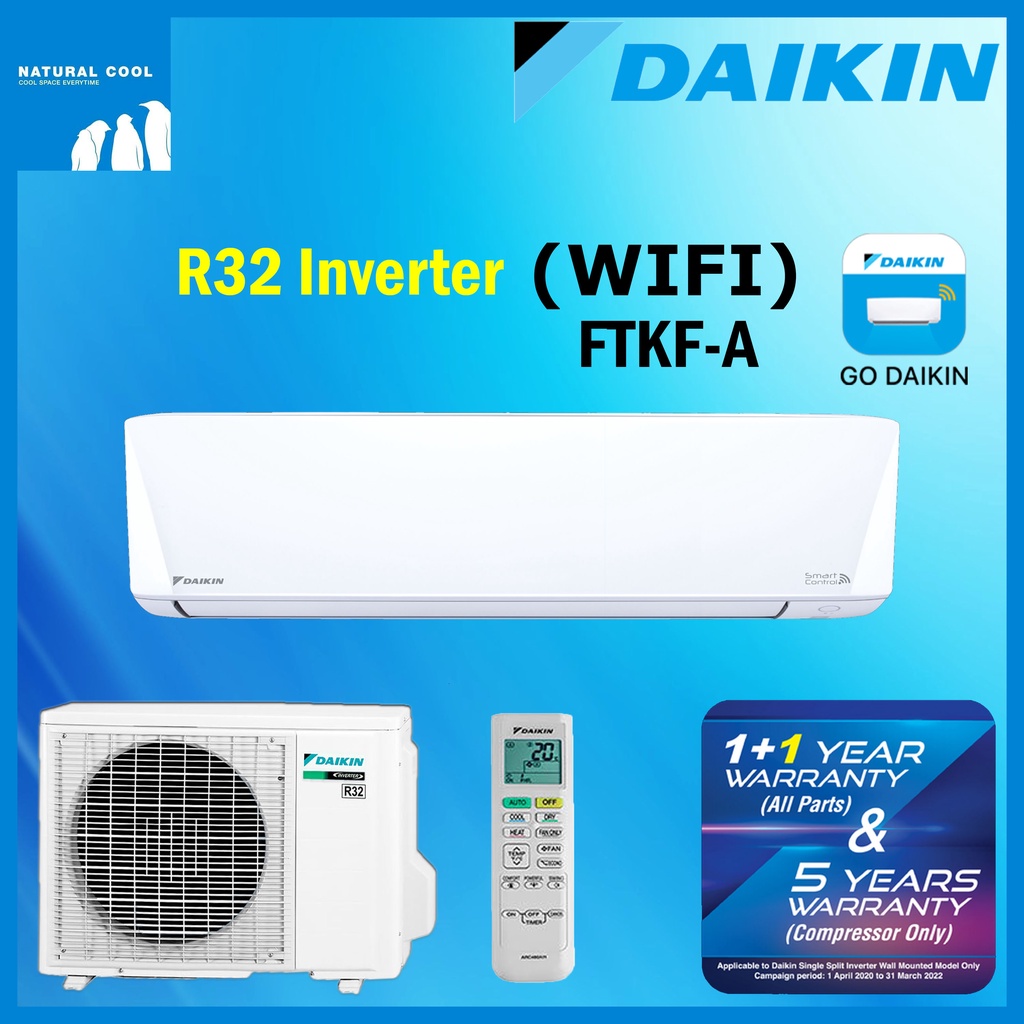 DAIKIN Aircond R32 Inverter (WIFI- FTKF-A/B) 1hp/ 1.5hp Air Conditioner ...