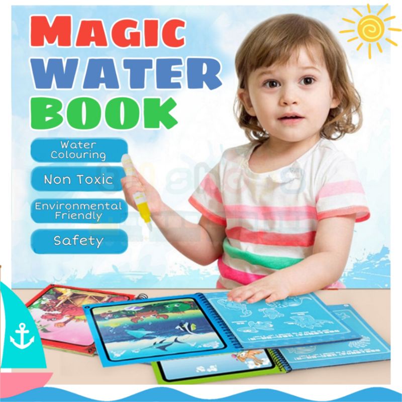 Magic Water Drawing Colouring Book Doodle with 1 Magic Pen Educational