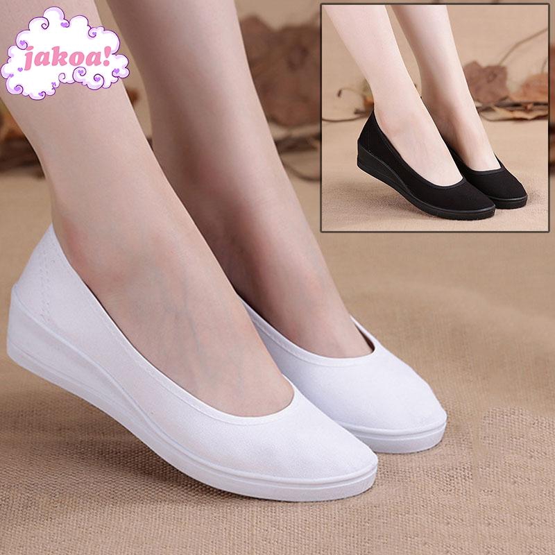 Women S Nurse Waiter Work Shoes Solid Color Wedge Comfortable Flat
