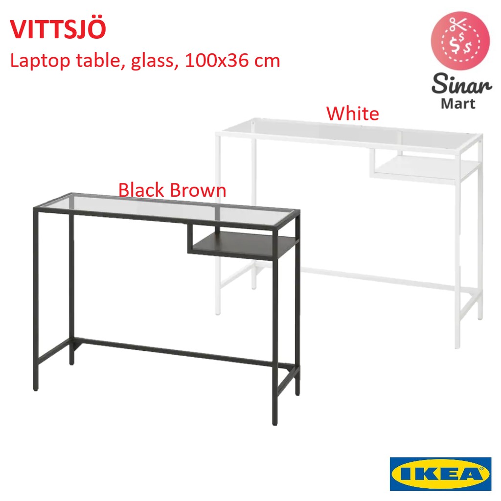 Ikea Vittsjo Laptop Table Glass 100x36 Cm Shopee Malaysia