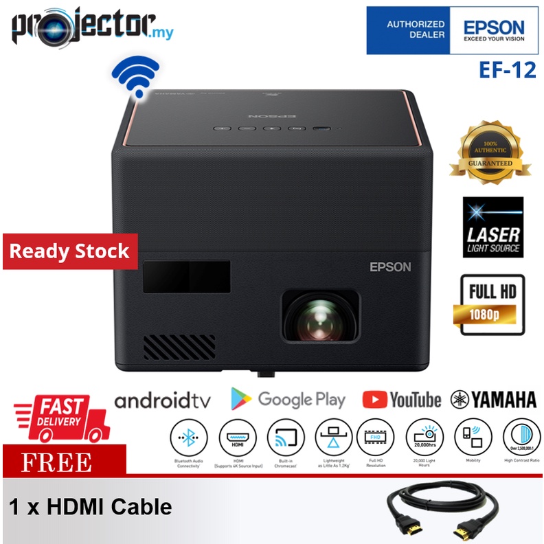 Epson EpiqVision EF12 Mini 3LCD Full HD Laser Projection Android TV