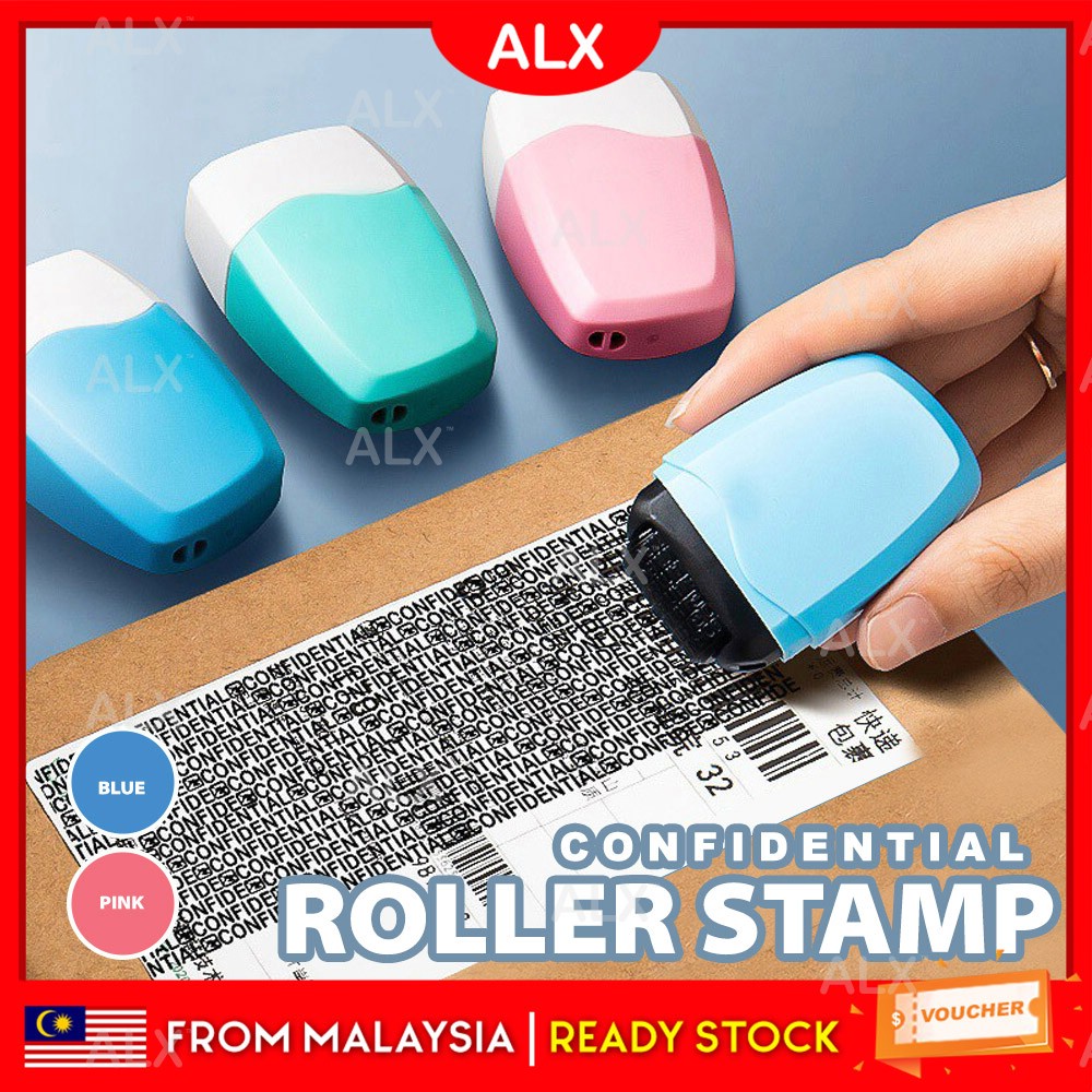 ALX Seal Roller Stamp Portable Refillable Ink Confidential Chop Privacy Stamp Parcel Label Data Remover 涂鸦保密印章