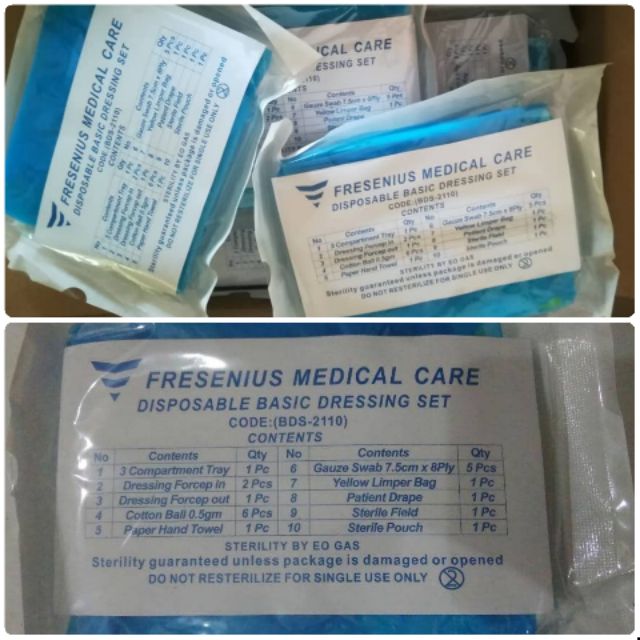 1set disposable basic dressing set sterility by eo gas tray forcep
