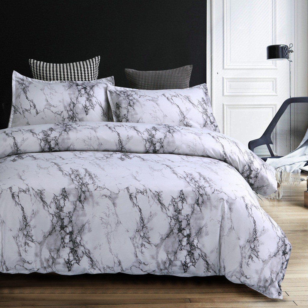 Marble Duvet Cover Sets Modern Bedding Sets 2 3pcs Grey Purple