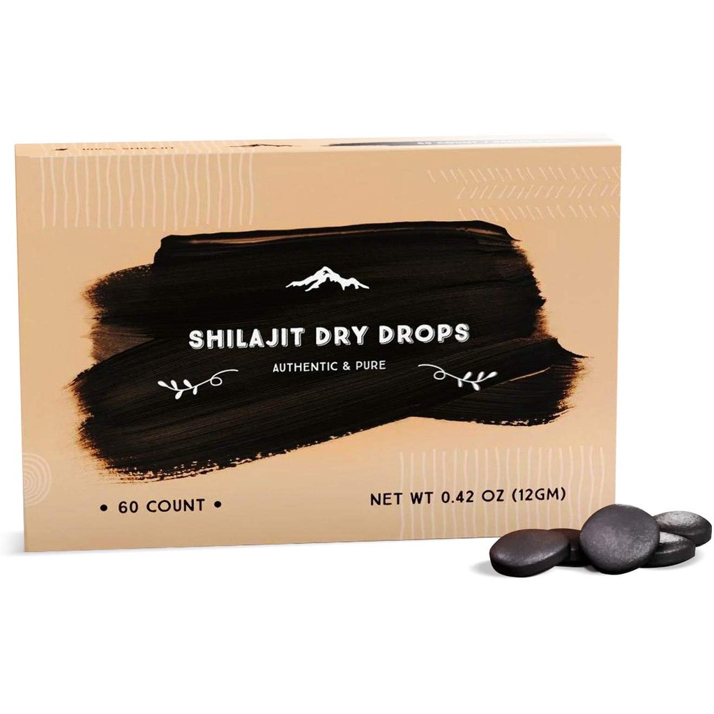 Pure Himalayan Shilajit Dry Drops 60 Tablets Pure Natural Shilajit, Grade A Max Potency 85+ Clean Trace Minerals Fulvic Acid Energy Metabolism Immune Support Supplement Men Women